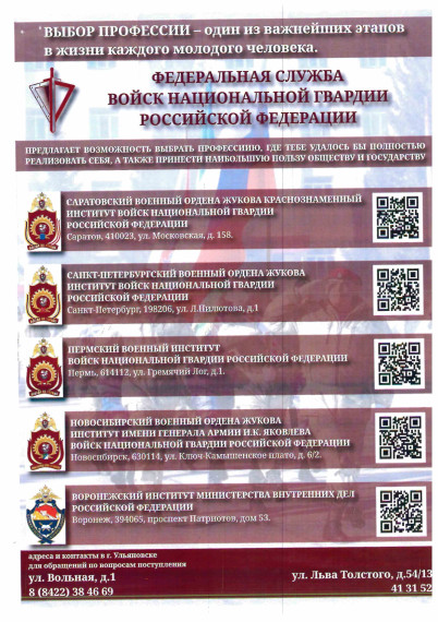 Набор в образовательные организации высшего образования войск национальной гвардии Российской Федерации.